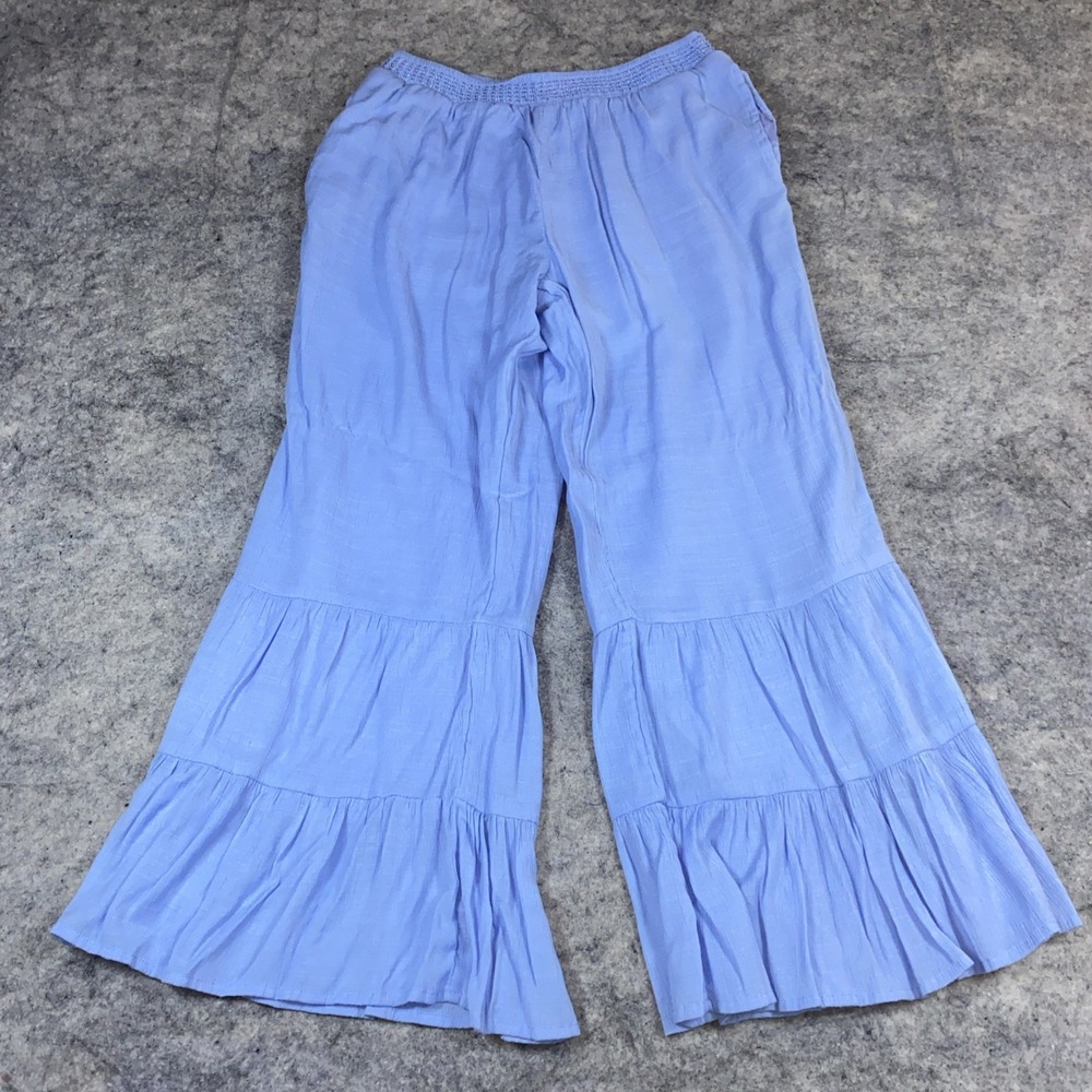 Sundance Pants Women's Small Blue Ruffle Lined Pull On Lagenlook Cottage Beachy